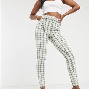 Plaid belted skinny pants - size 4